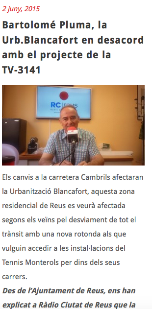 Entrevista a Ràdio Ciutat de Reus – Bartolomé Pluma
