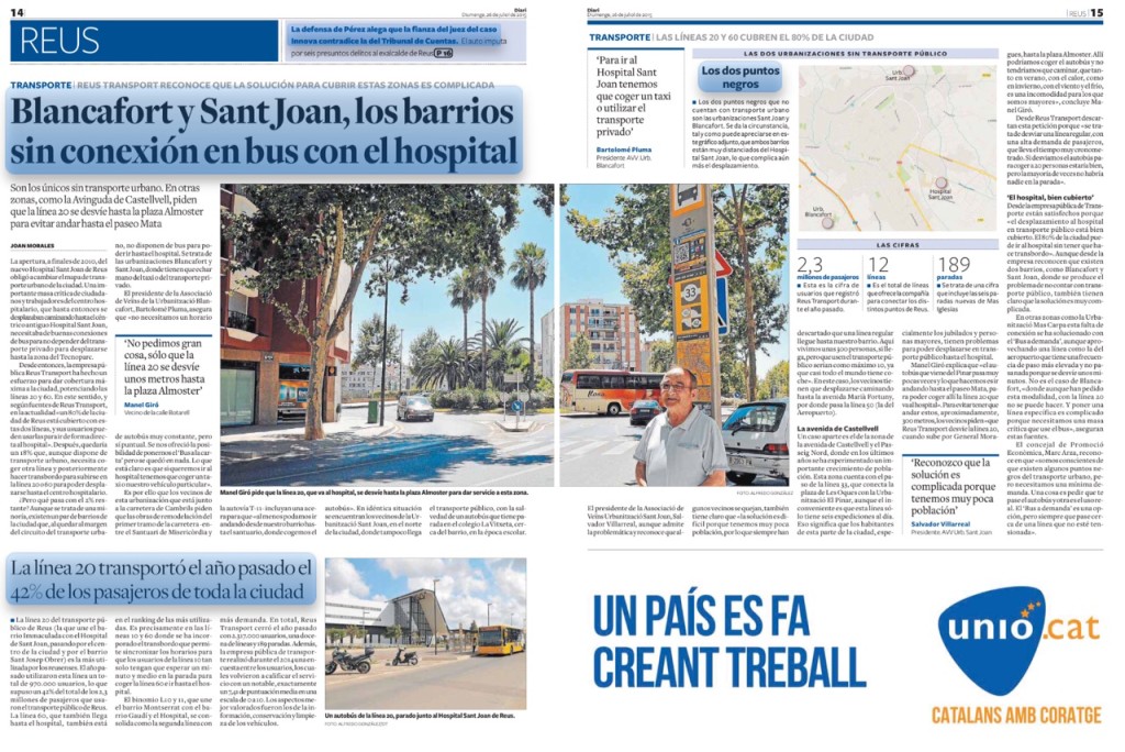 Reportatge Diari Tarragona sobre bus a l’Hospital