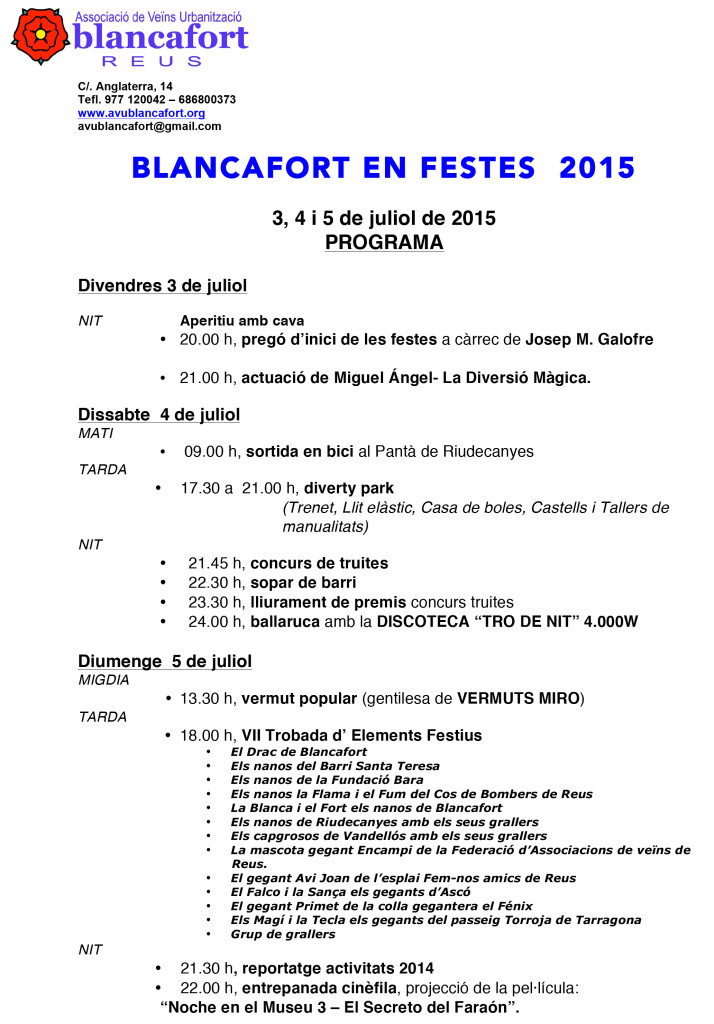 Blancafort en Festes 2015